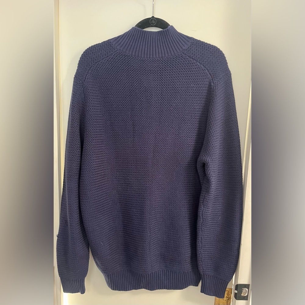 Joseph Turner Yorkshire 100% Cotton Button Neck Sweater XL Navy NWOT - Picture 2 of 7